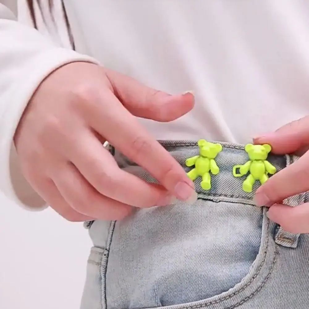 Jupe de taille rétractable en métal, pantalon en jean, ours, Clip de serrage détachable, boucle ardillon, accessoires pour vêtements, bouton de taille