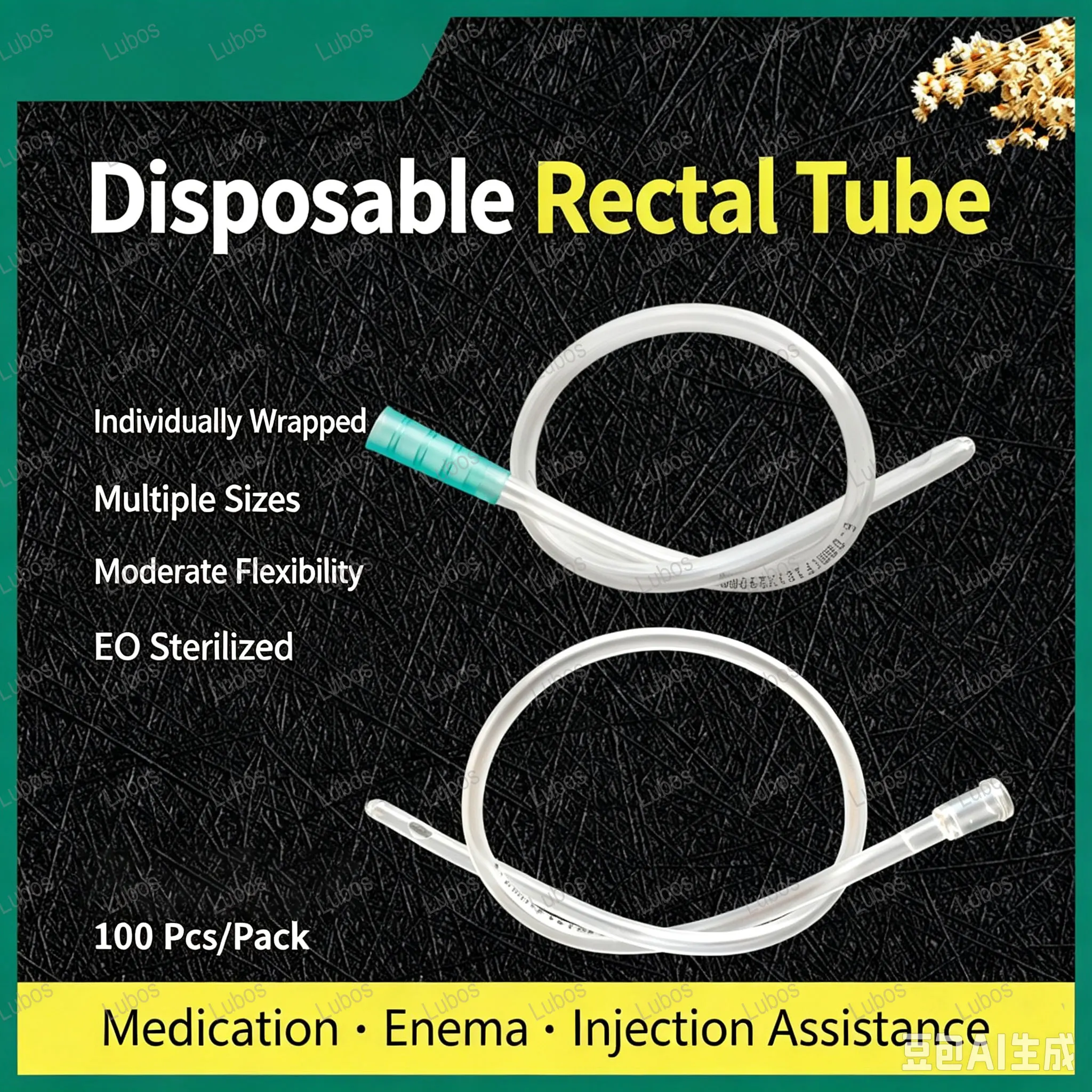 100Pcs Sterile Disposable Rectal Enema Tube Urinary Catheter PVC Rectal Administration Tube for Hospital Clinic Home Care