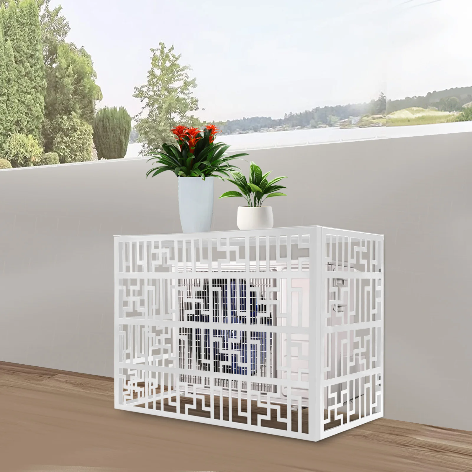 

Белая алюминиевая решетка для наружного кондиционера, современная, с покрытием из запеченной краски, для защиты конфиденциальности, отдельно стоящая, настенная, в сборе