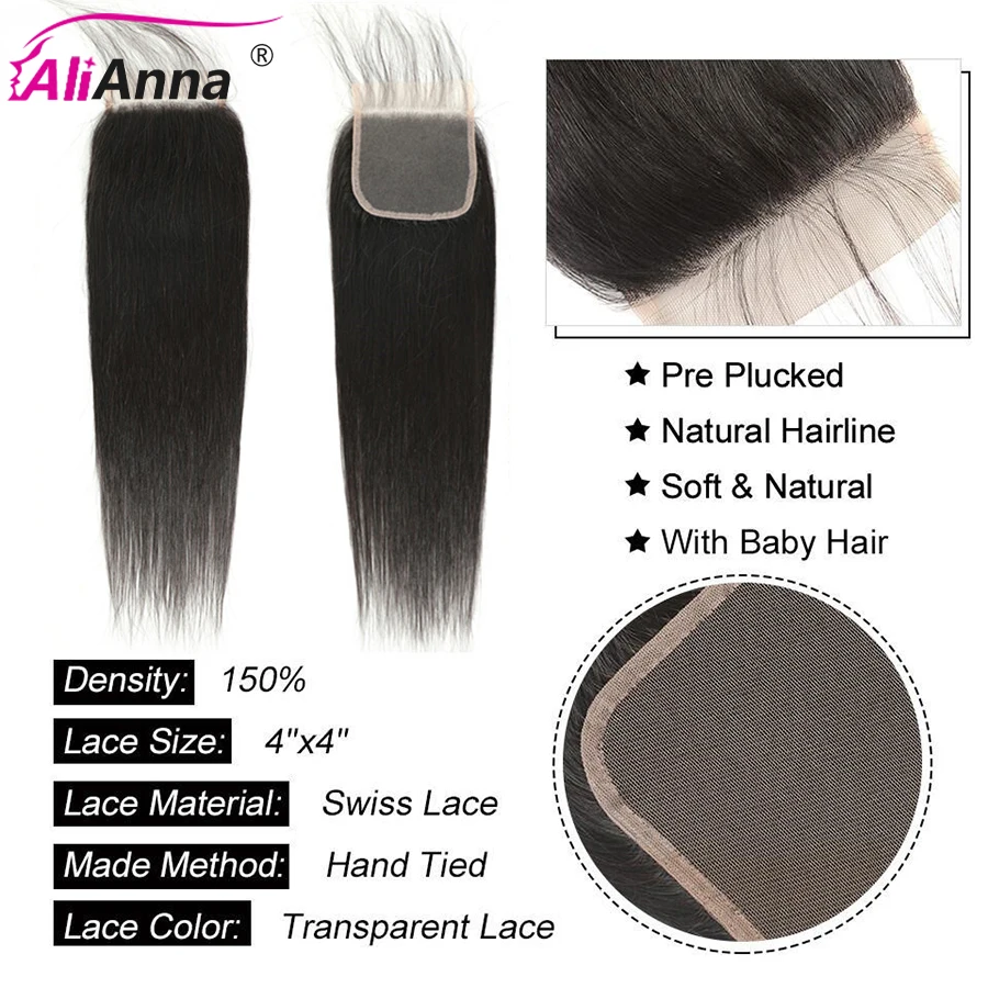 Straight Hair 13X4 Lace Frontal Skin Melt Transparent Lace Frontal 4X4 6X6 5x5 Lace Closure Remy Brazilian Hair Top Quality