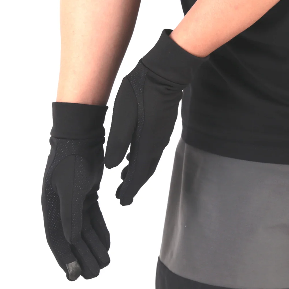 1 par masculino preto fino luvas térmicas tela de toque ao ar livre antiderrapante condução ciclismo luvas quentes à prova de vento resistente anti-skid