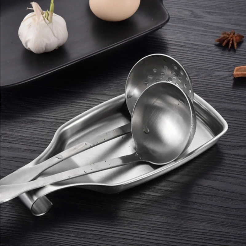 304Stainless Steel Kitchen Spatula Ladle Shelf Spoon Rest Pot Lid Holder Rack Cover Strainer Pad Multifunction Stand Containers