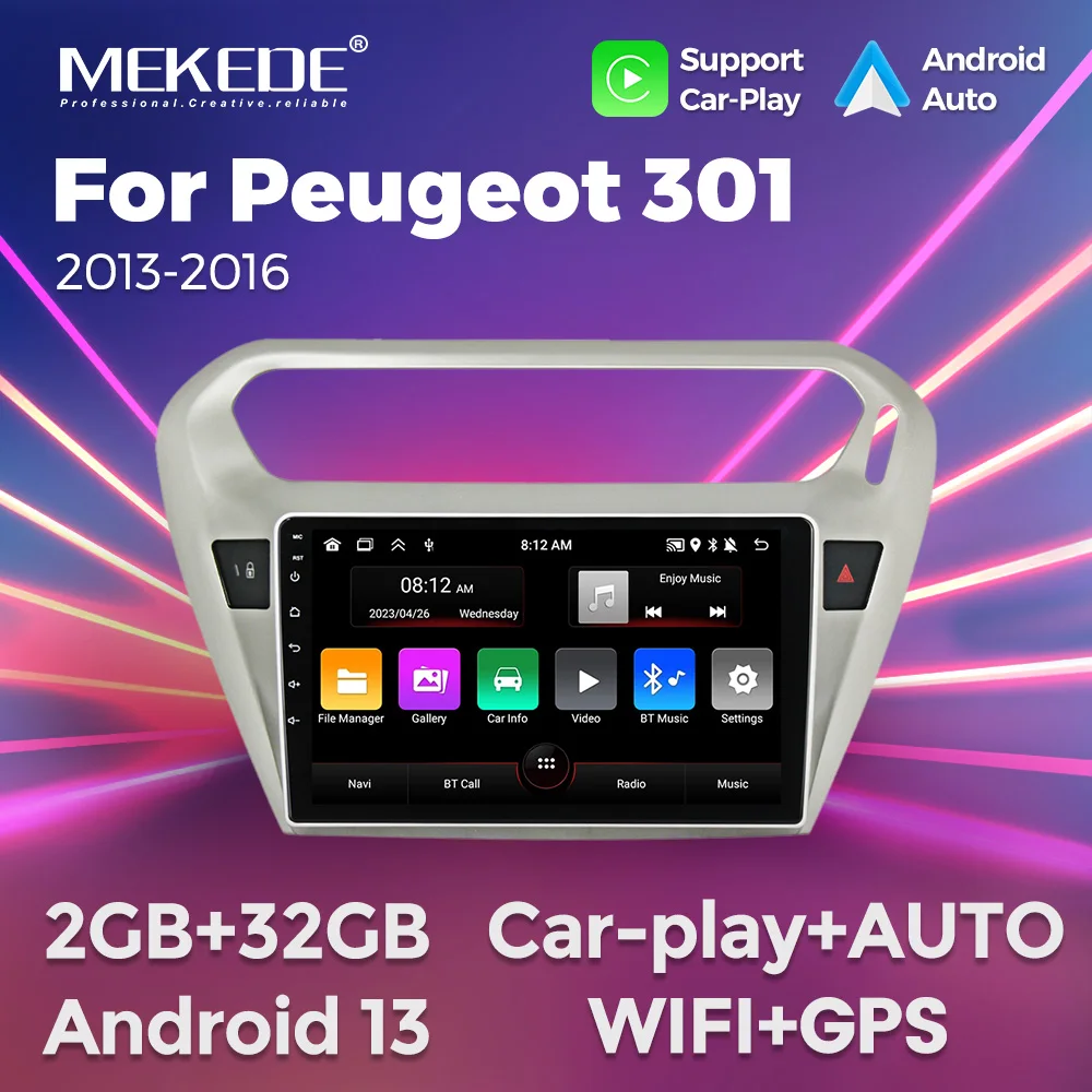 

MEKEDE Android Car Video Player Intelligent System for Peugeot 301 Citroen Elysee Radio 2013-2018 WIFI FM 2 din Car stereo