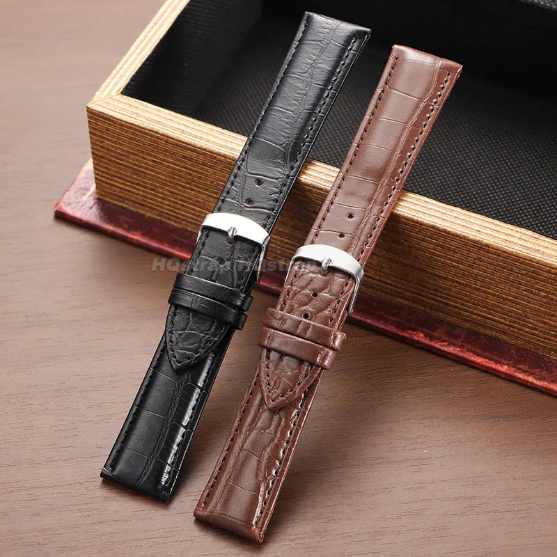 20mm 22mm Soft Leather Strap for Seiko Cowhide Watch Band Alligator Pattern Bracelet Sport Waterproof Replacement Wristband
