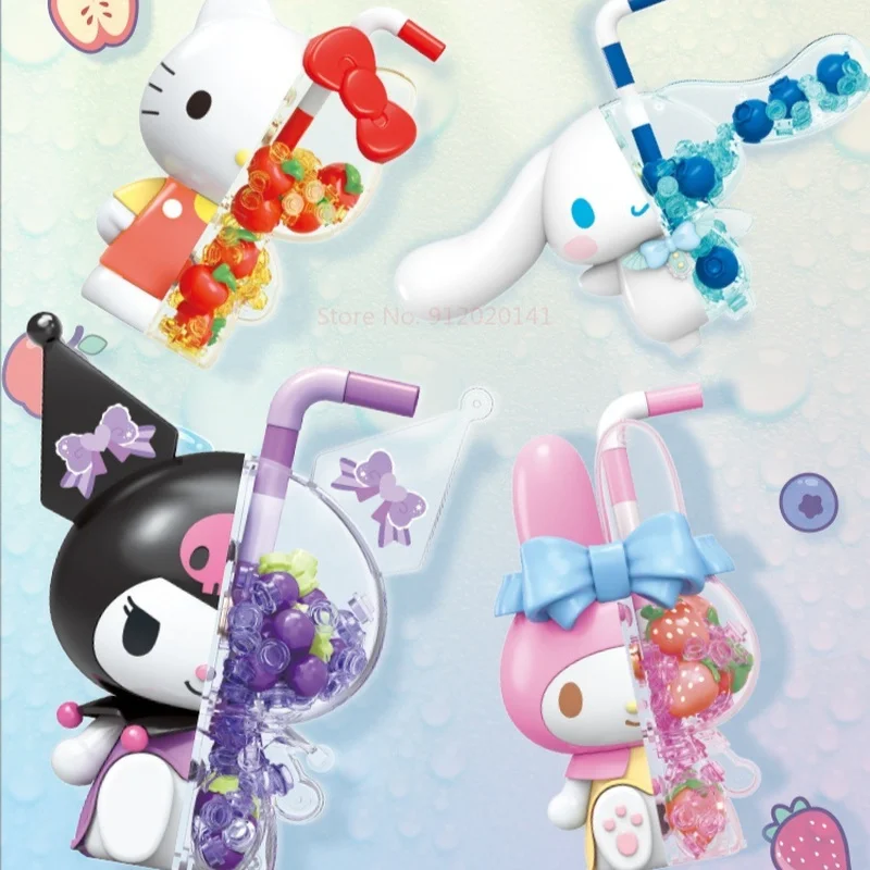 Toptoy Sanrio Building Blocks Kuromi My Melody Cinnamoroll Doll Bubble Soda Building Blocks giocattoli regali Splicing Building Blocks