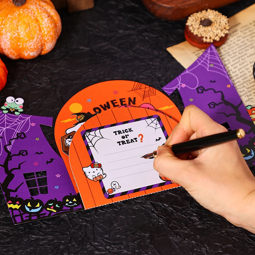 Sanrio Halloween 3D Pop Up Card Podwójne drzwi Kartka okolicznościowa Kreatywne dekoracje Zaproszenie na imprezę z kopertą