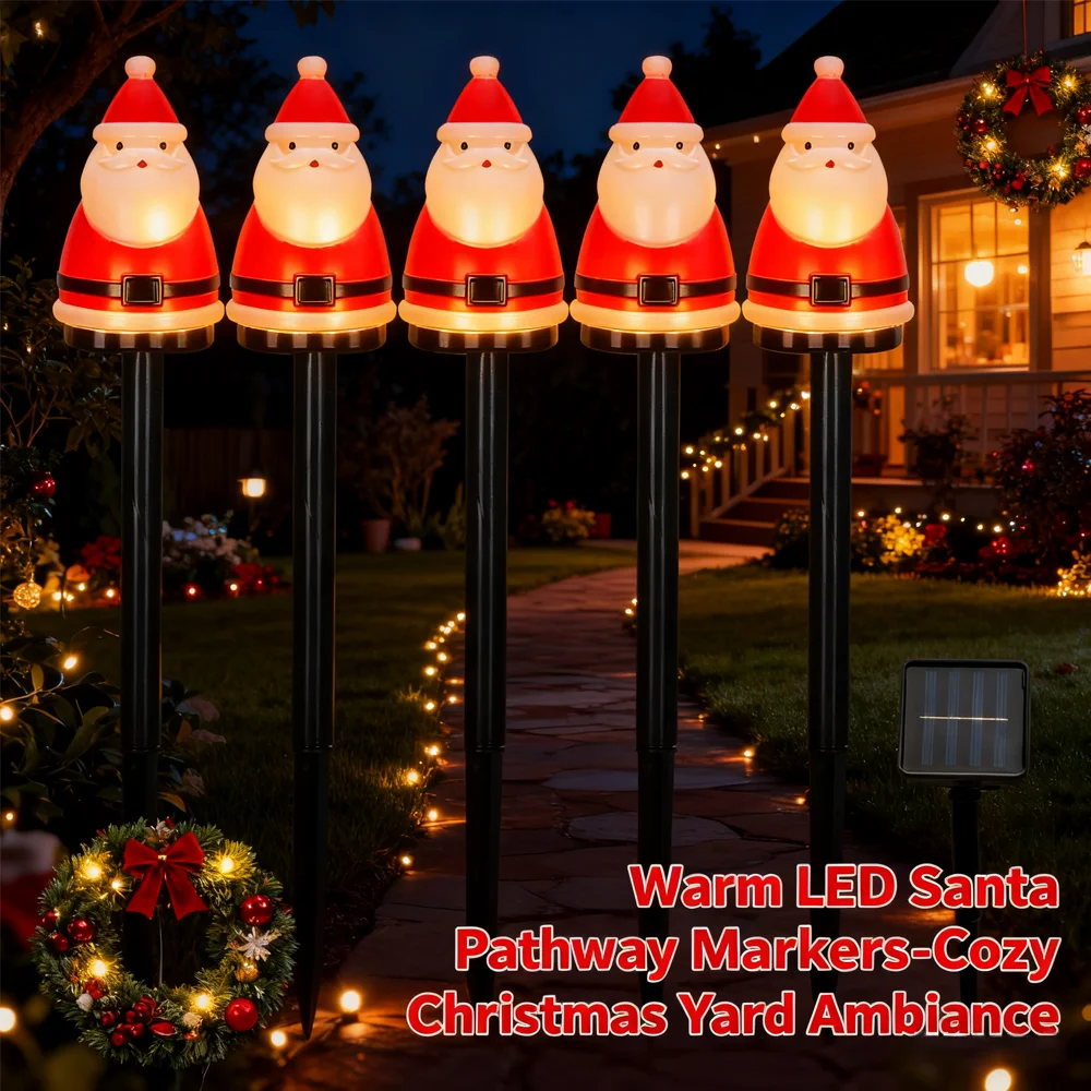 Christmas Solar LED Lights Santa Claus Tree Garden Decoration Waterproof Light Outdoor Post Lamp Lawn Landscape Led Solar Light