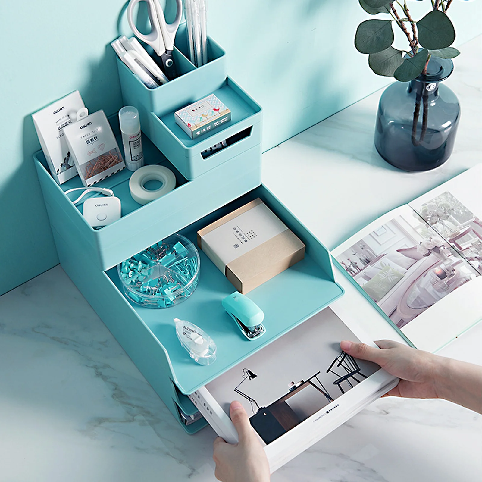 

Office Storage Box Plastic Simple Design Large Capacity Sundries Container Holder Office Storage Box Sundries Organizer