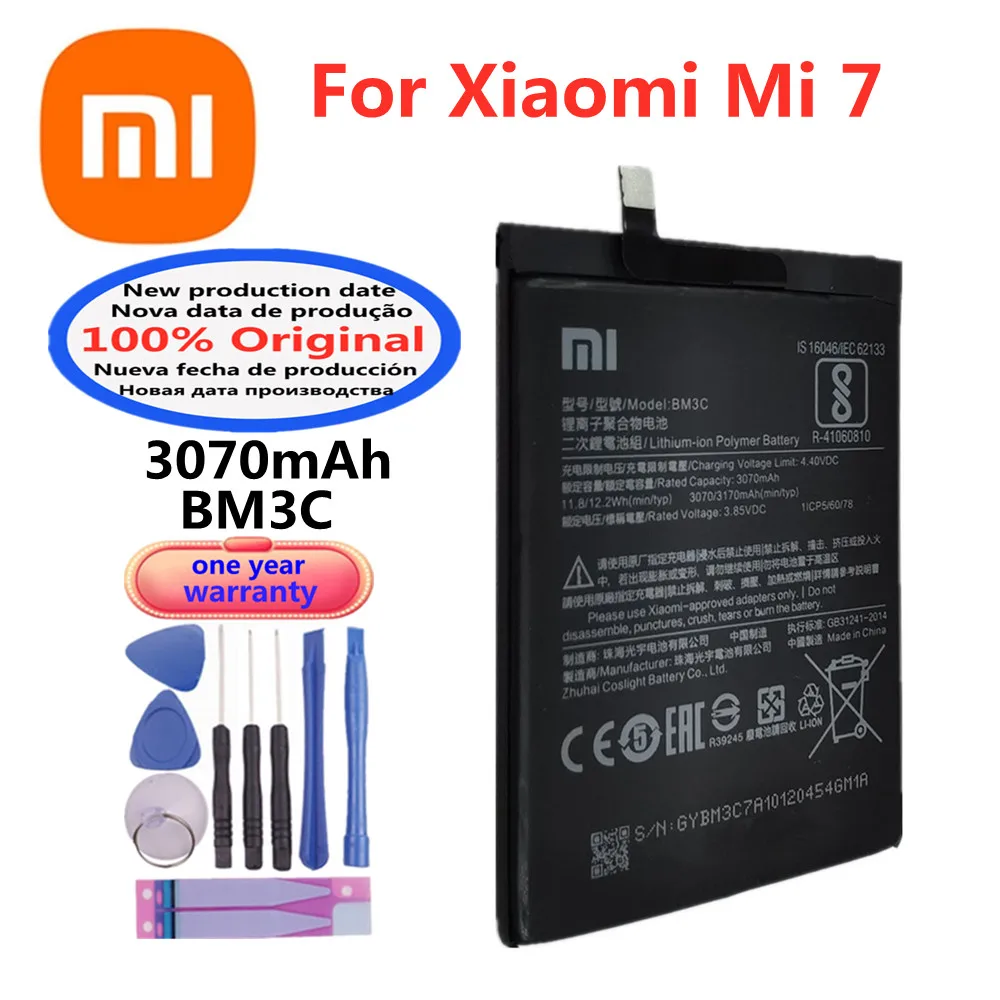 Xiao mi New Original High Quality 3170mAh Battery BM3C For Xiaomi 7 Mi 7 Mi7 Cell Phone Batteries Bateria