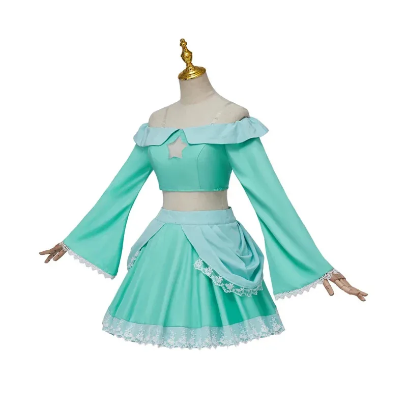2025 nueva princesa Rosalina Cosplay para mujer traje de Halloween lindo azul claro Crop Tops faldas conjunto Comic Con Galaxy Star P ☆ ★ ee ☆ ★