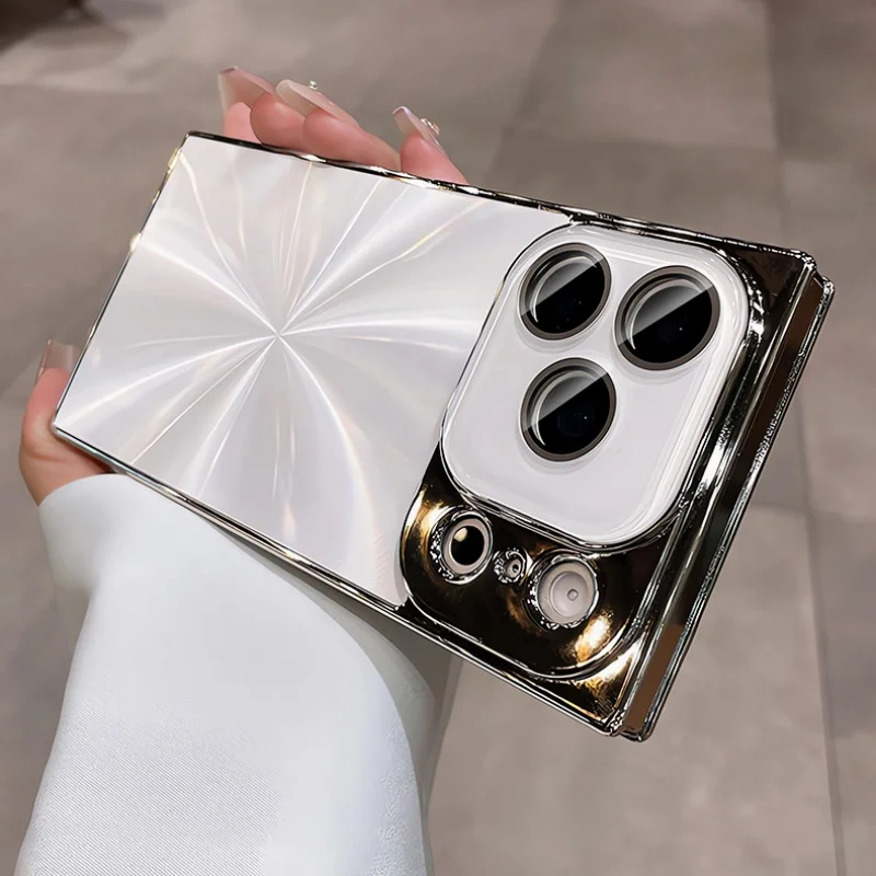 تصفيح الليزر أورورا CD الملمس المربعات الحال بالنسبة آيفون 17 16 15 14 13 برو ماكس زائد مع عدسة زجاجية فليم حماية غطاء الوفير #2