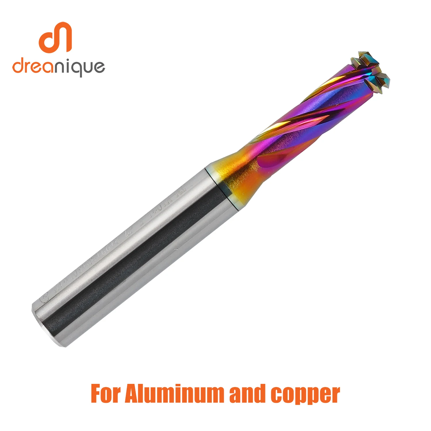 Dreanique 1pc ISO Solid Carbide Thread End Mill Metric 60 Degrees M1.6-M12 CNC Threading Milling Cutter,3 in 1 Aluminium Copper