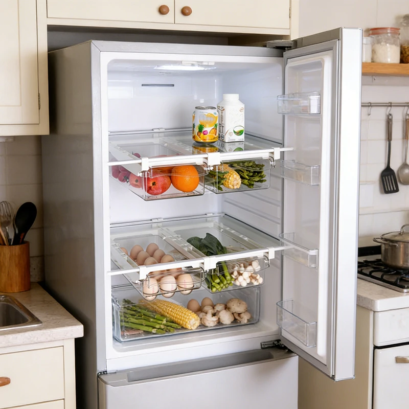 Egg Storage Box Refrigerator Organizer 15 Count Vegetables Fruits Food Containers Refrigerator Storage Organizer Drawer