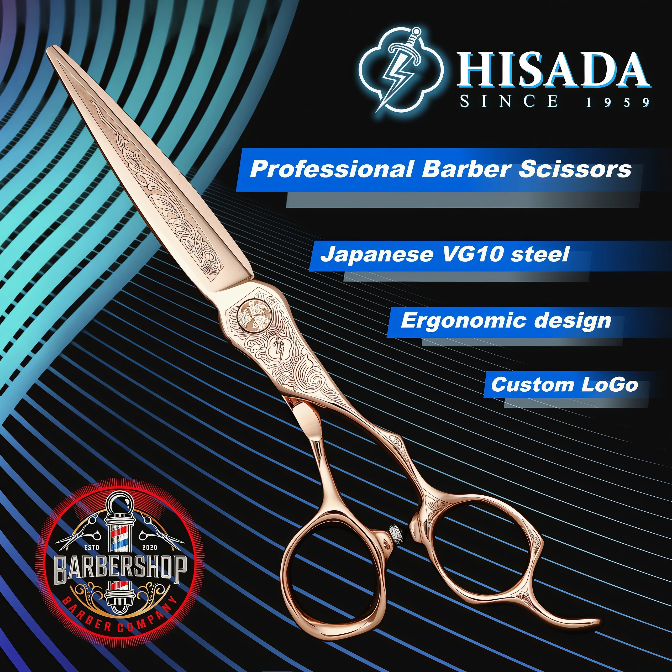 HISADA Hairdressing Scissors 6.0 6.5 7.0 -inch Tungsten Steel Pattern High Grade Scissors Pattern Professional Hair Salon Top
