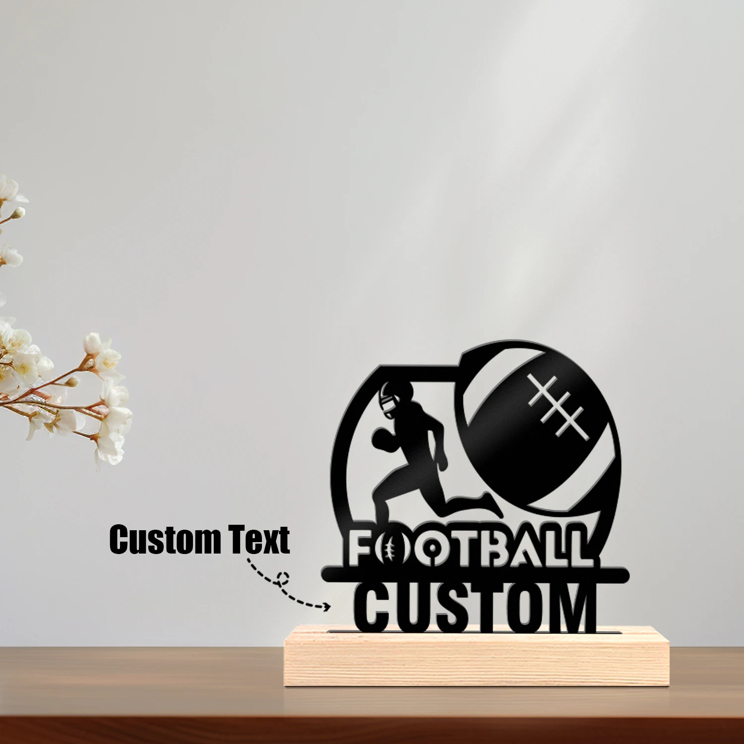 1pc Interesting Metal Desktop Decoration Custom Name With Wooden Base Holiday Decoration Gifts,Desktop Statue Ornaments