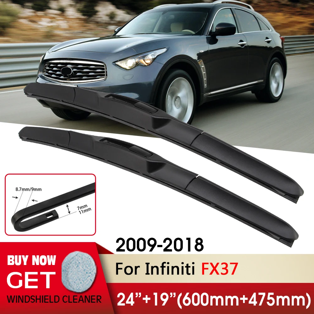 

Car Wiper RHD & LHD Front Wiper Blades 24"+19" For Infiniti FX37 2009-2018 Fit U Hook Arm Windshield Windscreen Front Window