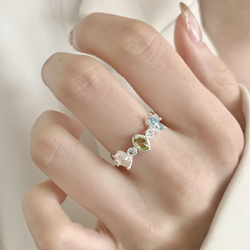 GANPUP Exquisiter Funkelnder Kubischer Zirkon Verstellbarer Fingerring für Damen, Modischer Neuer Ring, Schmuckgeschenk für Party und Hochzeit – Detail 1