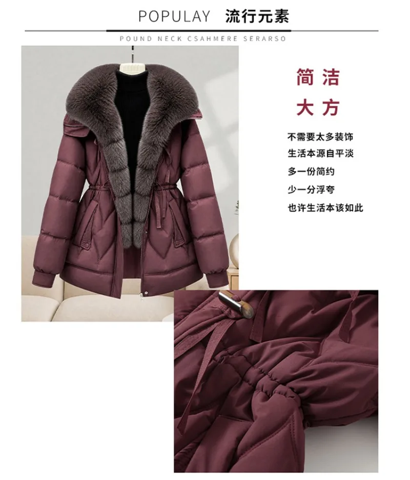 Parkas Women Down Cotton Jacket 2026 Winter Coat Large Fur Collar Warm Mid Long Cotton Padded Jacket Female Outerwear Overcoat