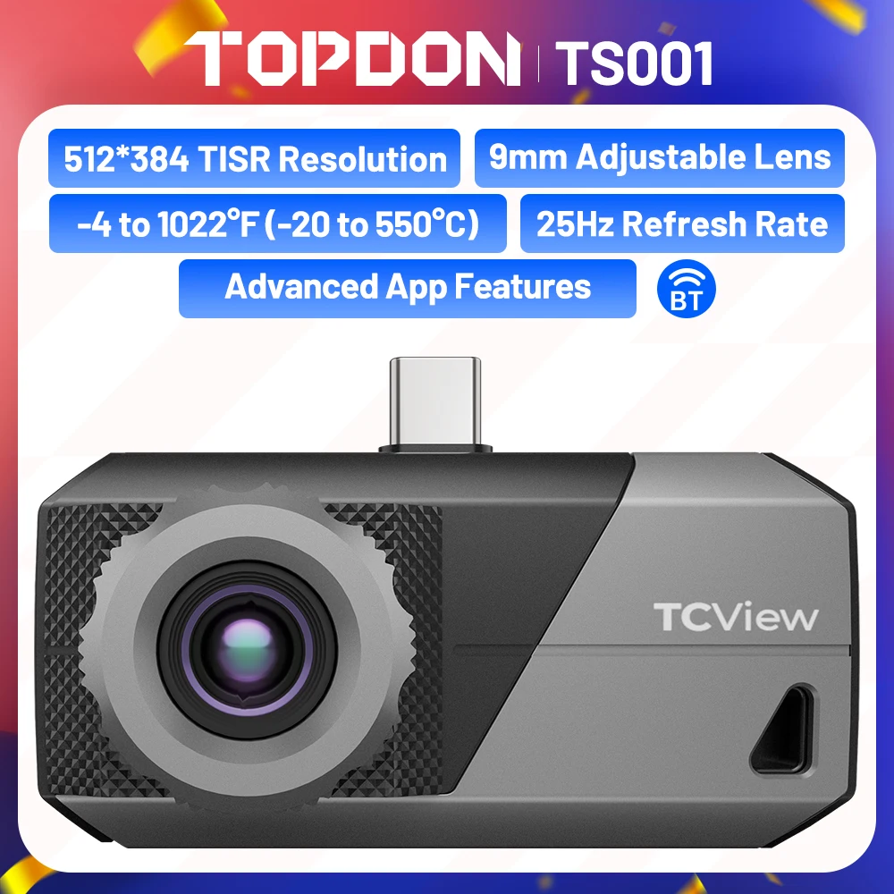 TOPDON TS001 Adjustable Lens Thermal Imaging Camera 9mm for USB-C Android