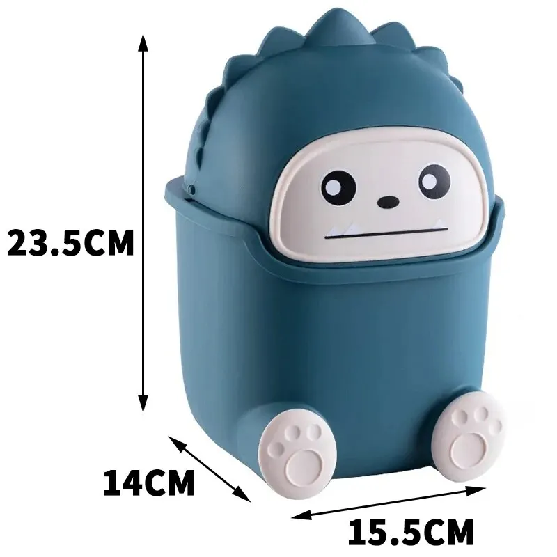 Cartoon Tabletop Trash Can Cute Trash Can with Lid Desktop Small Trash Can Bedroom Home Easy To Clean Portable