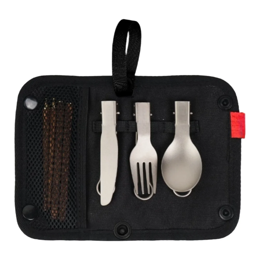 Titanium Cutlery Set Portable Foldable Spoon Fork Chopsticks With Wood Handle For Outdoor Camping Hiking Picnic Tableware view 3