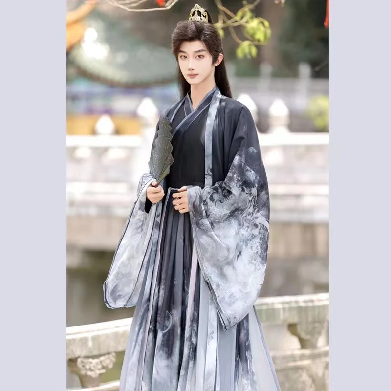 Costume traditionnel chinois Hanfu pour hommes, style national, arts martiaux, col croisé, vintage, mince, tenues de cosplay pour couples