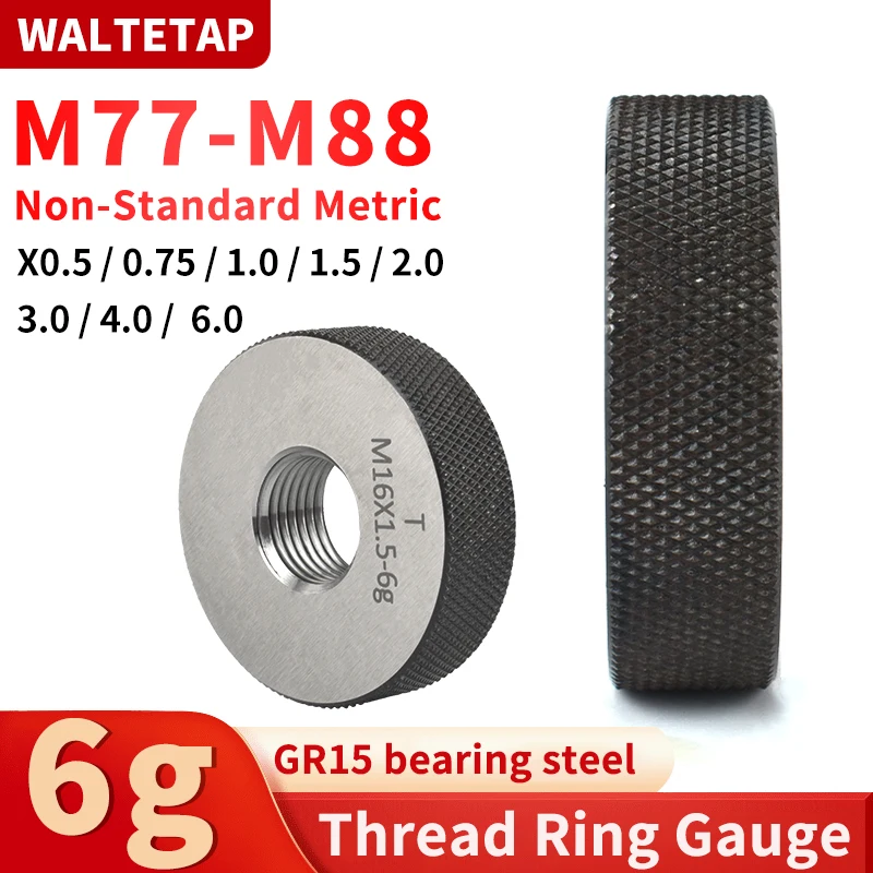 

1SET(1*GO+1*NOGO) 6g Accuracy M77-M88 X0.5/0.75/1/1.5/2/3/4/6 Standard Metric Fine Tooth Thread Ring Gauge Measure Tool