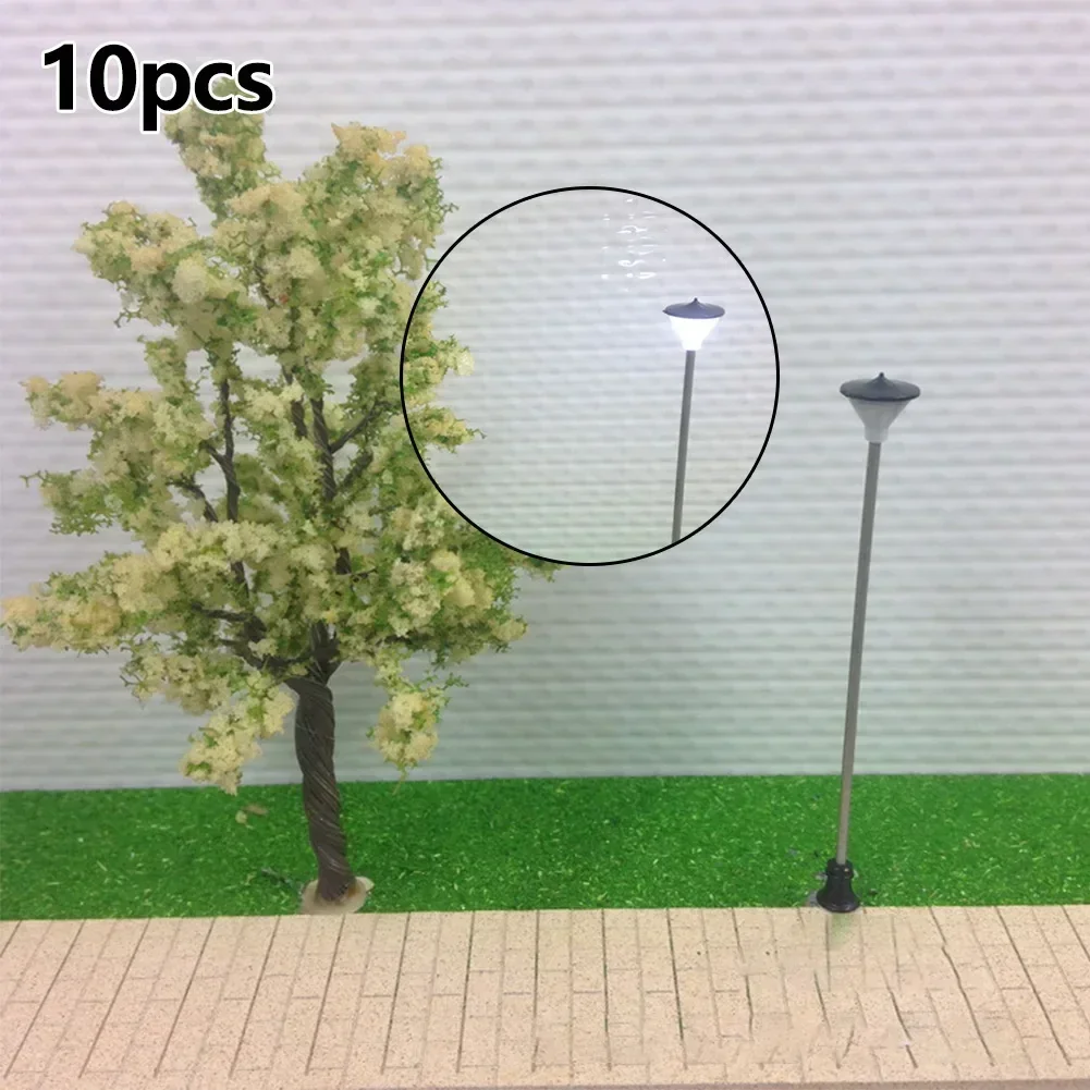 10pcs Model Railroad Train 1:100 Scale Lamp Posts Led Street Light Lamp Artificial Miniature Decoration Building Landscape