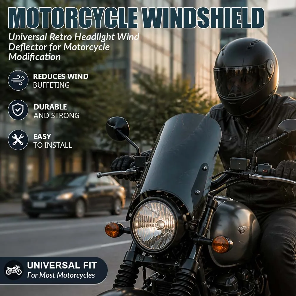 Universal Motorcycle Windshield Retro Headlight Wind Deflector Motorcycle Modification Windscreen Cover Motorcycle Accessories