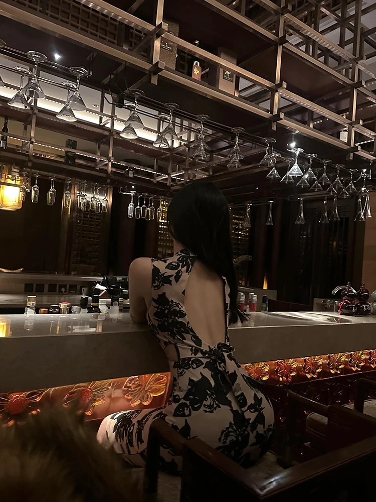 

Сексуальное облегающее платье-бандаж с высокой талией и круглым вырезом, средней длины, с принтом, для лета