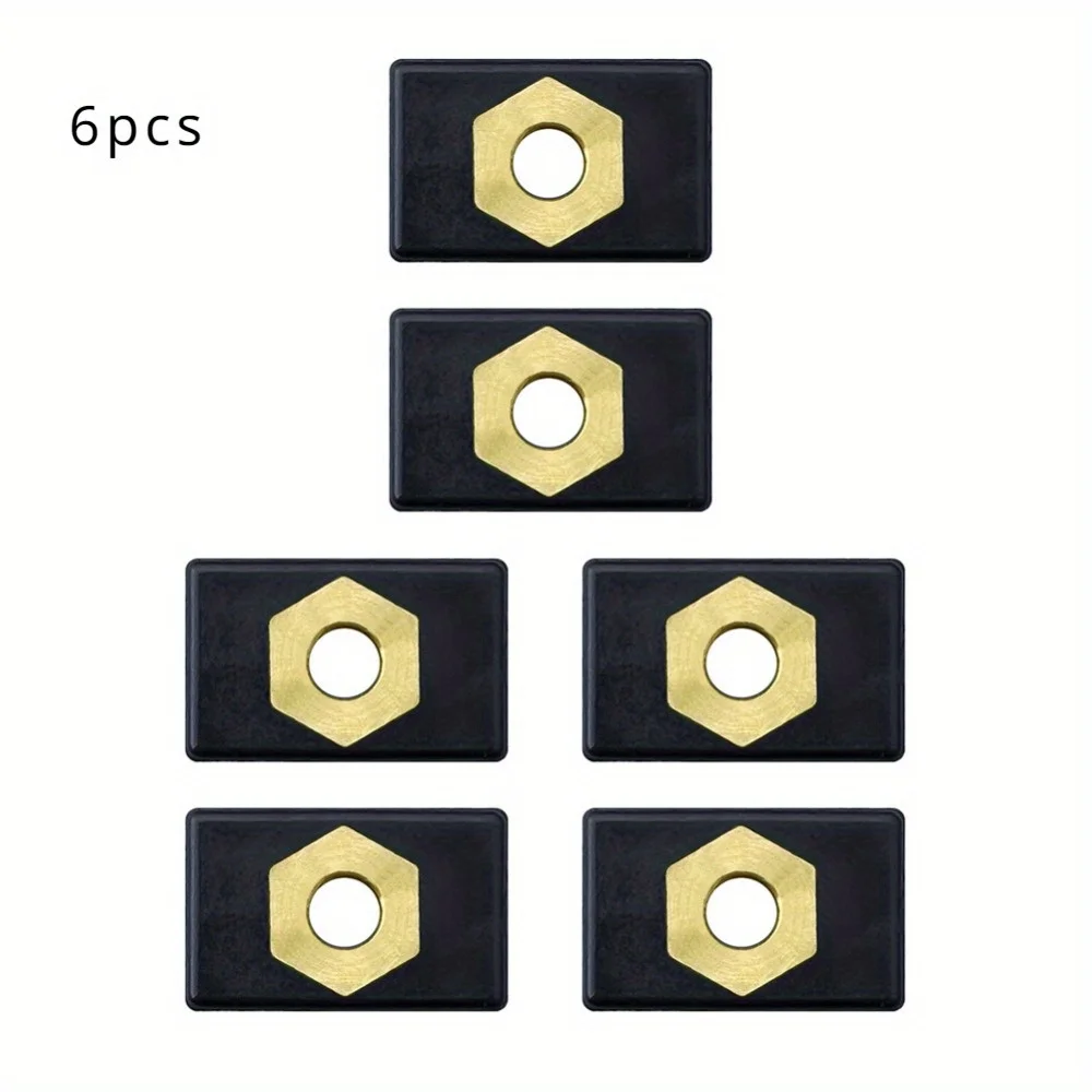 6pcs M6 Copper Sliding Nut Kayak Side Track Rail Silders Fishing Rod Pole Holder Mounting Base for Kayak Boat Canoe