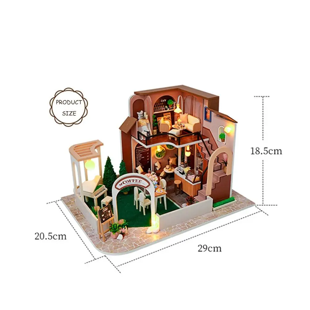 Creatieve 3D miniatuur DIY hut DIY kerstcabine miniatuur poppenhuis poppenhuis met LED-licht gebouw model boekenplank