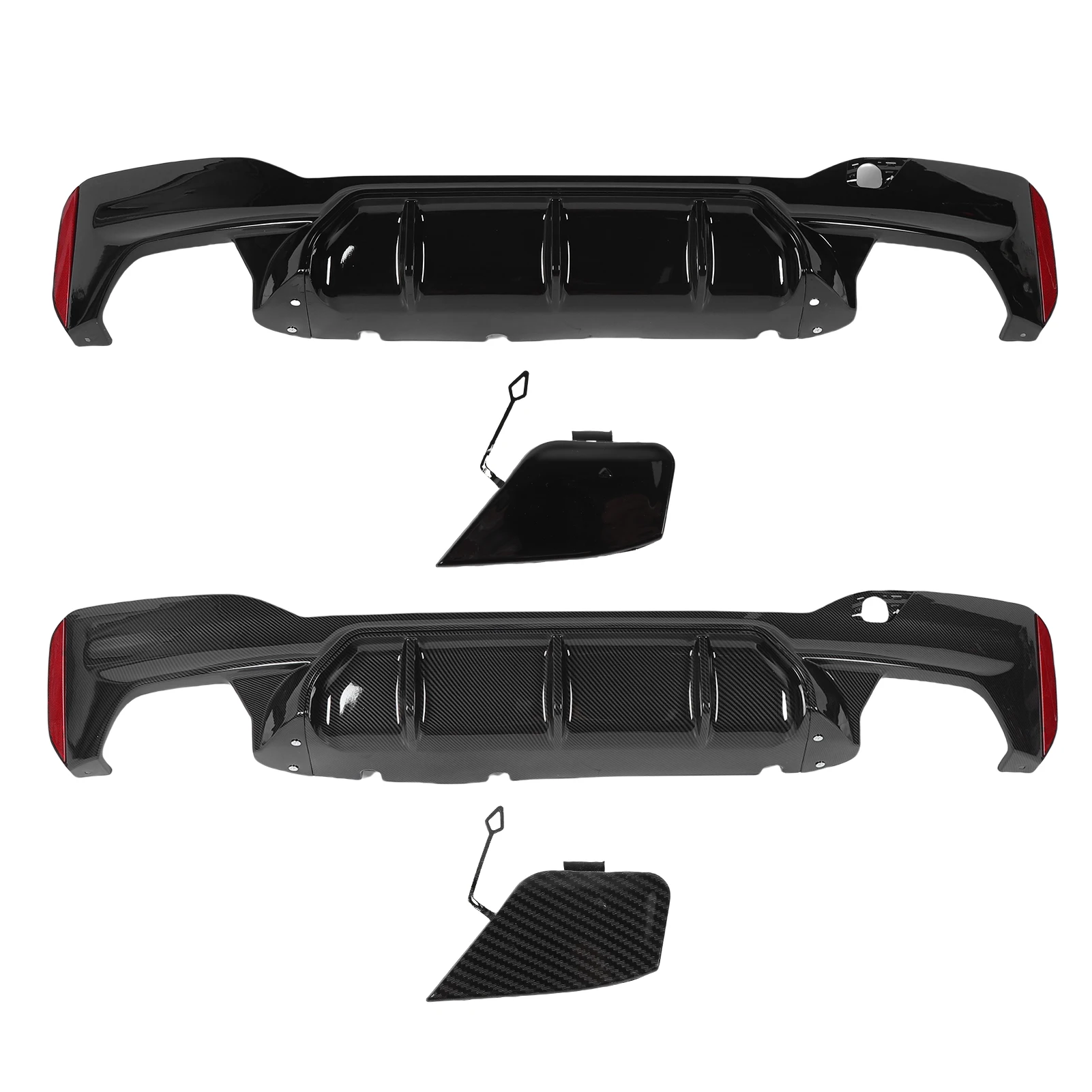 

Car Rear Bumper Lip Splitter With Tow Hook Cover M Competition Rear Bumper Diffuser For BMW 5 Series G30 G31 F90 M5 2017-2023