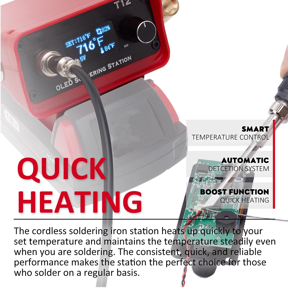 OLED T12 Soldering Iron Station Adjustable Welding Station For Milwaukee 18V Li-ion Battery for DIY Repair(NO Battery )