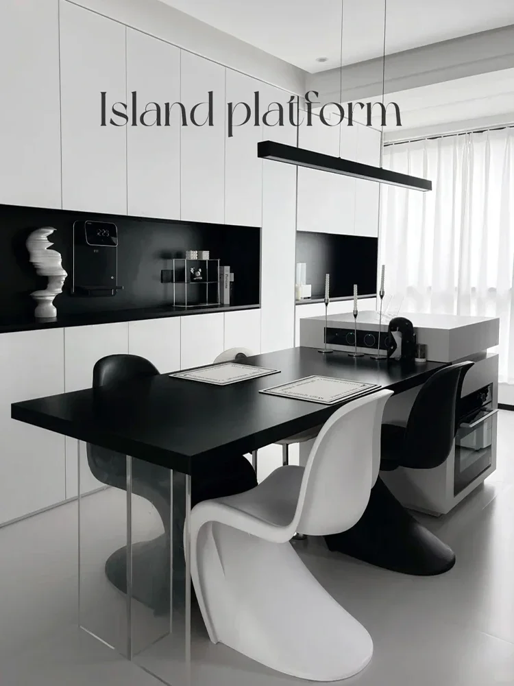 طاولة طعام على شكل جزيرة بلاطة صخرية بسيطة مدمجة، منصة توجيه منزلية لكبار السن #3