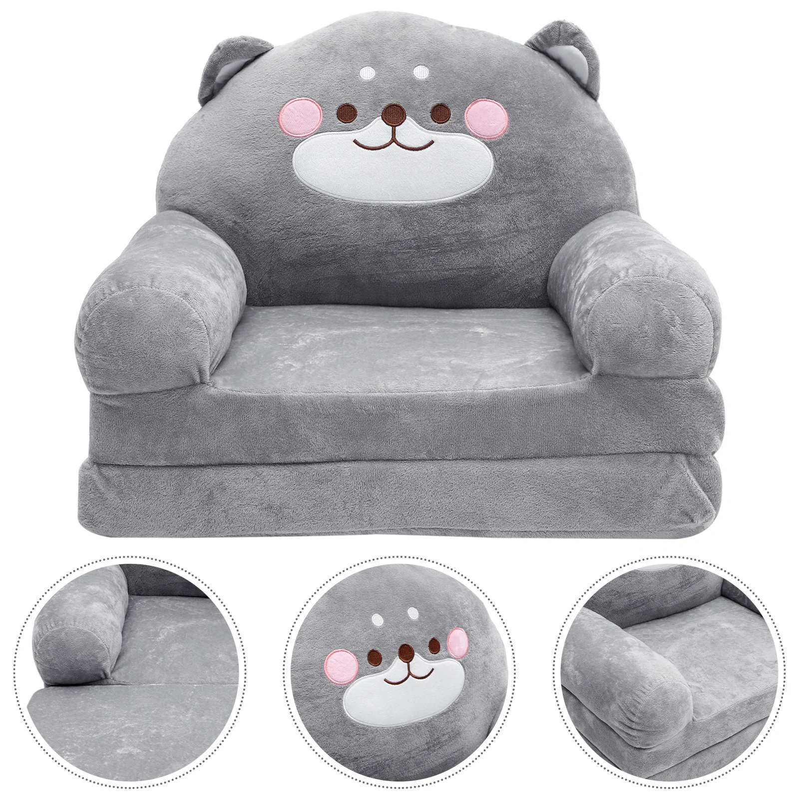 Folding Children\'s Sofa Plush Armchair for Bed Kids Armchairs Babies Pearlescent