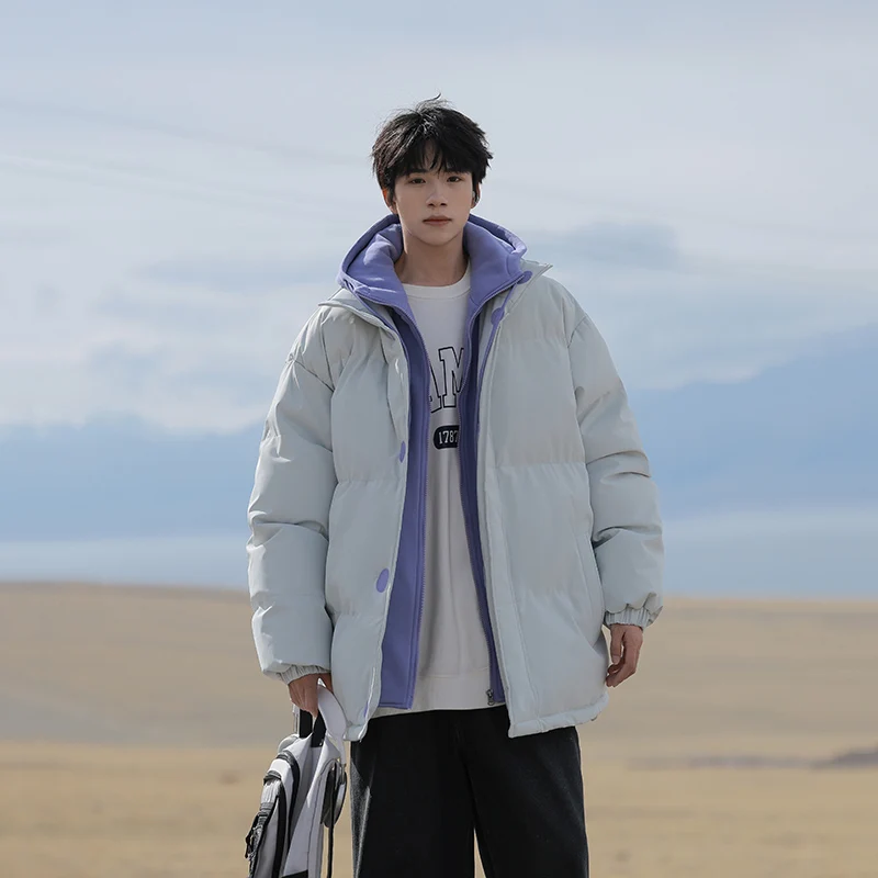 Autumn and Winter New Cotton Jacket Fashion Street Men's Wear Casual Outdoor Fake Two Piece Hooded Design Thick Cotton Coat