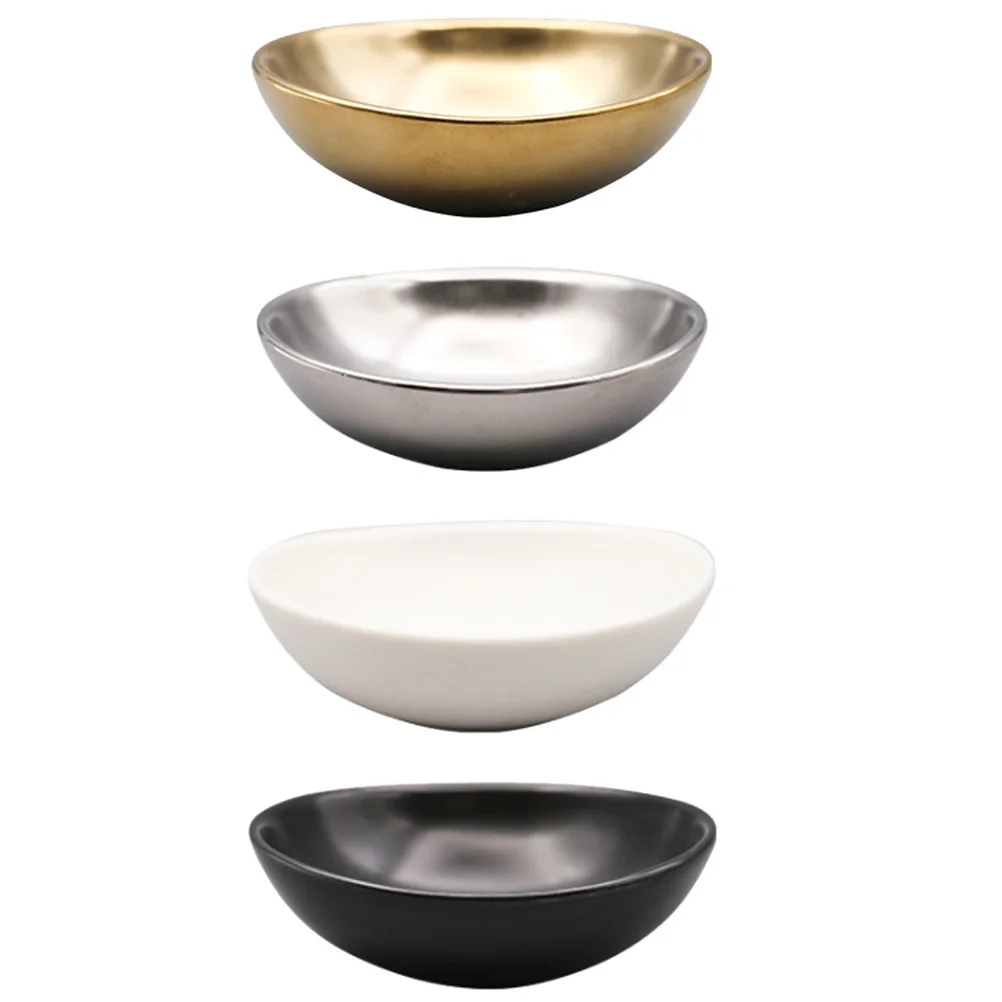 

4Pcs Seasoning Plates Egg Shape Dish for Dipping Sauces Butter Shrimp Tomato Fries Chutney Olive Oil Healthy Environmentally