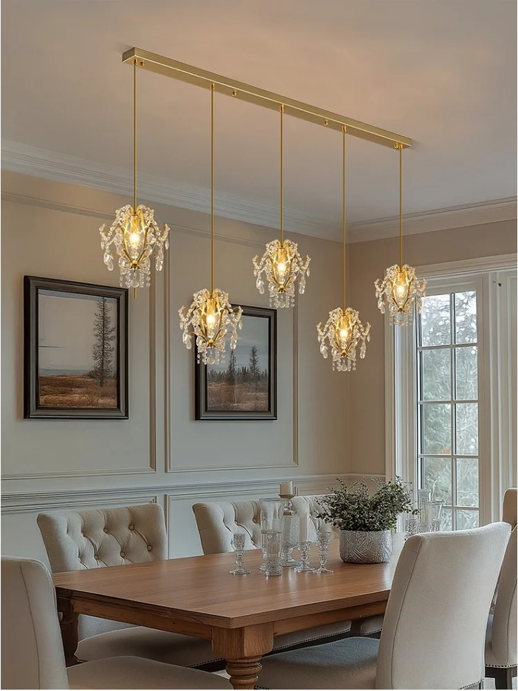 

Bedroom chandelier French crystal pendant light for living room feature wall hallway entrance long line retro corridor ceiling L