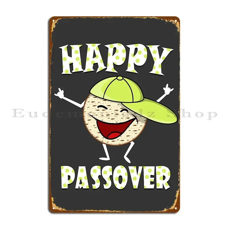 Happy Passover Cute Matzah Dancing Funny Jewish T Shirt Metal Sign Kitchen Cinema Personalized Cinema Design Tin Sign Poster