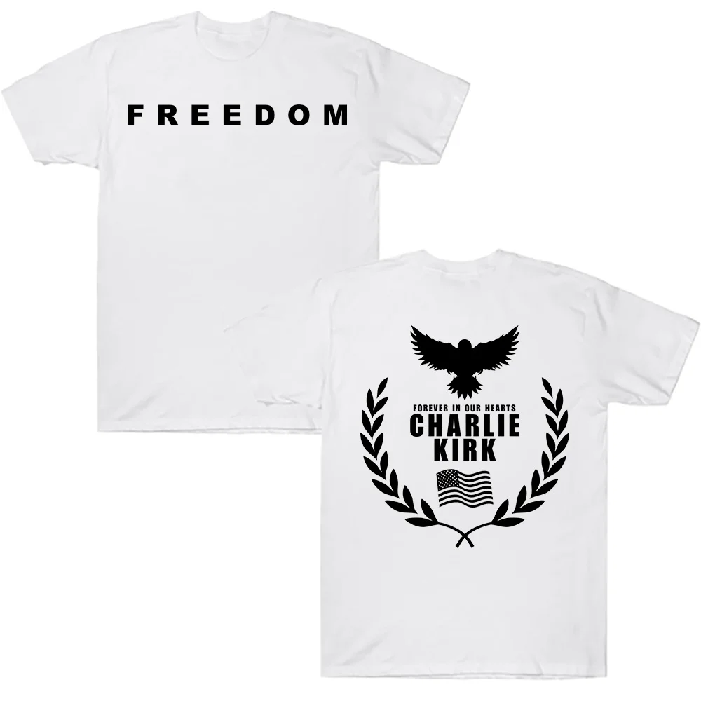 

Charlie Kirk Freedom Commemorate T-shirts Harajuku Graphic Cotton T Shirts Streetwear Tribute Memorial American Hero Tees Unisex