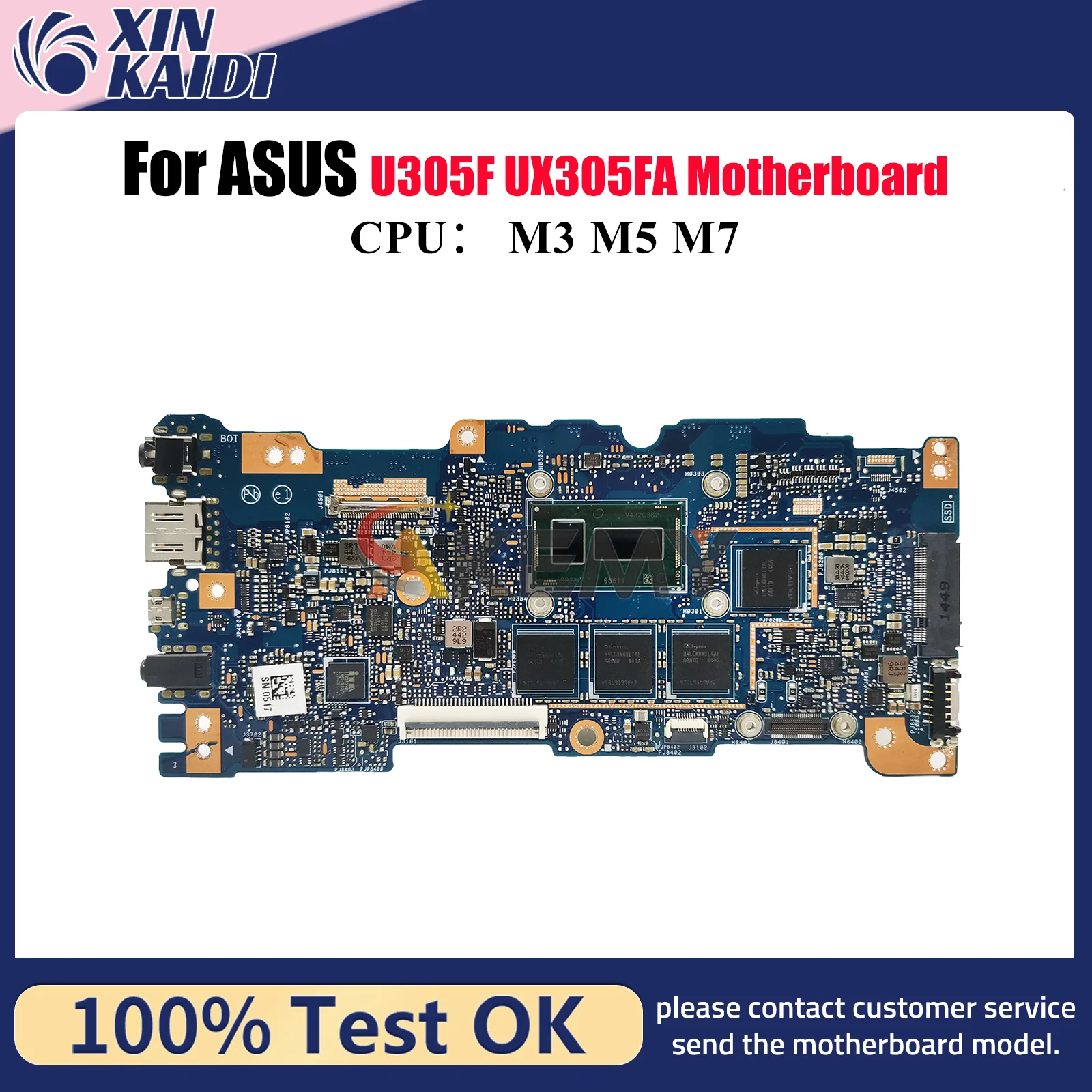 

UX305FA Laptop Motherboard For ASUS ZenBook UX305F U305F UX305FA Notebook Mainboard With M3 M5 M7 CPU 100% tests OK fast ship