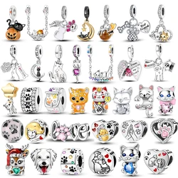 Animals Series Charms 925 Silver Dog Cat Pets Beads Fit 925 Original Bracelet Necklace DIY Pendants Fashion Jewelry For Woman