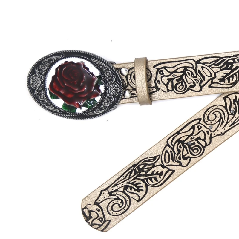 

Women Pants Decorative Belt Rose Buckle Waist Belt for Pants Cowgirl Waistband Drop Shipping