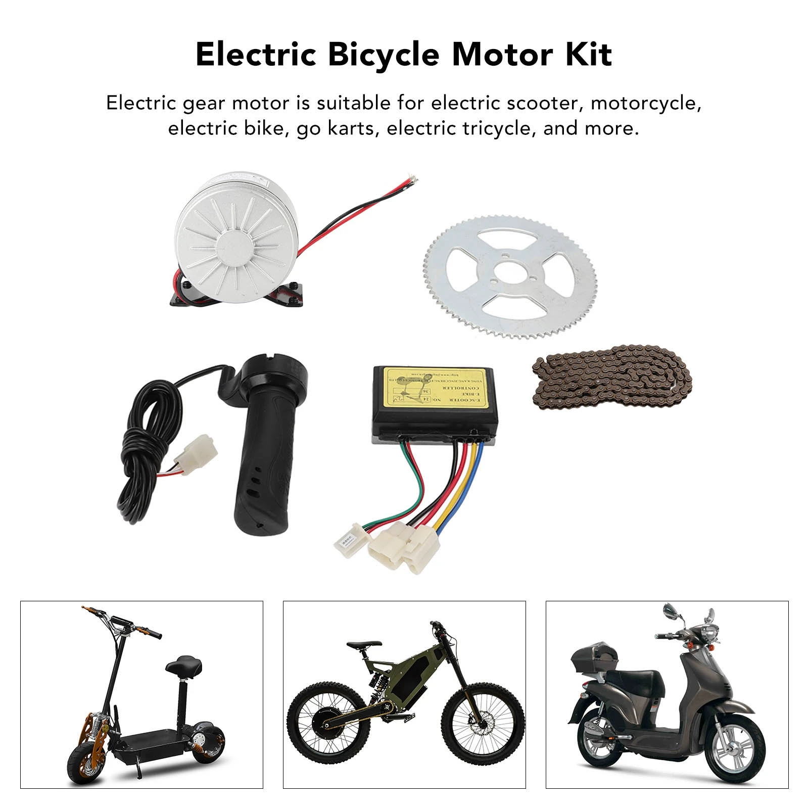 

Electric Scooter Motor 12V 250W Electric Bike Motor Kit 2750RPM High Speed Electric Gear Motor with Controller for Motorcycle
