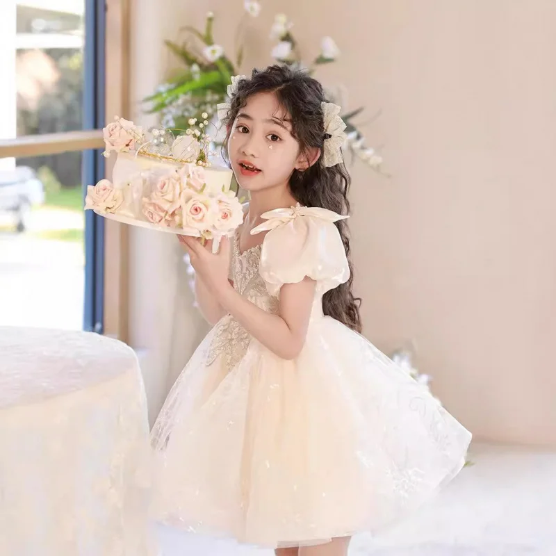 

Girls Birthday Princess Flower Girl Wedding Short Puff Children's Formal Dress Host Piano Competition Performance Dr
