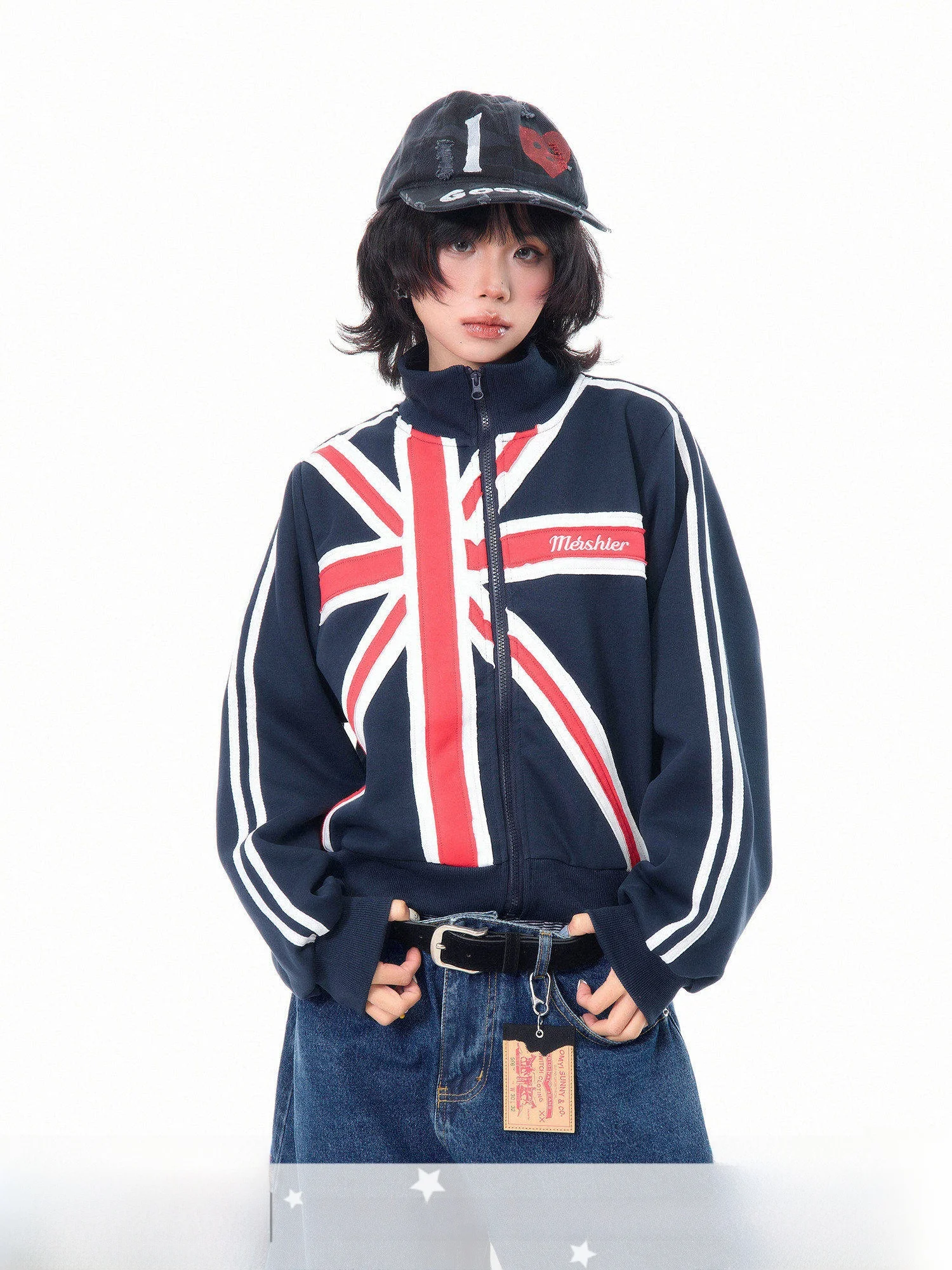 

Женская толстовка свободного кроя в американском стиле с контрастными вставками и надписями, весенняя повседневная куртка MKGO с вышивкой, хлопок/полиэстер