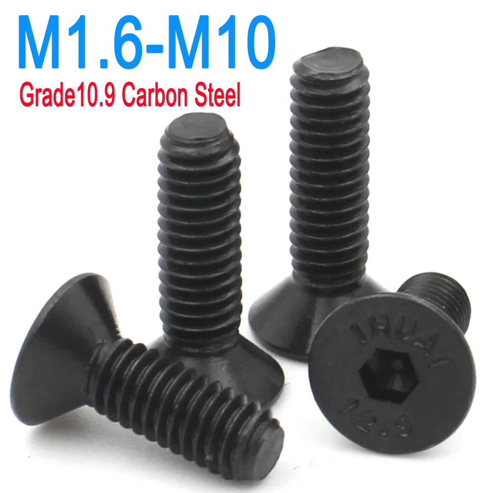 

M1.6 M2 M2.5 M3 M4 M5 M6 M8 M10 Grade10.9 Steel Hex Hexagon Socket Flat Countersunk Head Machine Screw Bolts DIN7991 2-50Pcs