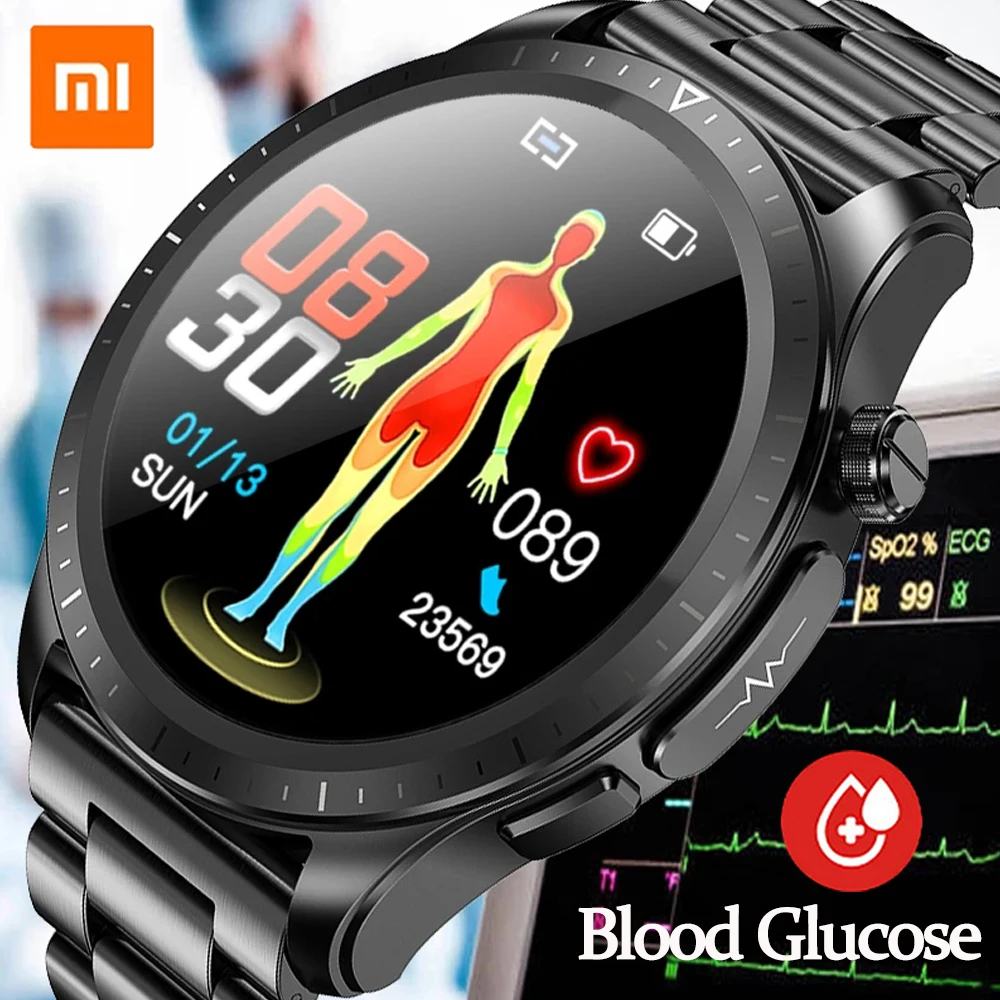 Xiaomi 2024 Blood Glucose Monitor Smart Watch Men Women ECG+PPG Body Temperature Blood Oxygen Heart Rate Health Sport Smartwatch