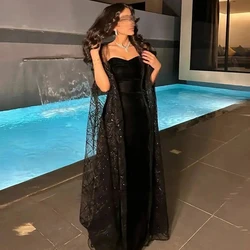 Yipeisha Elegant A-Line Tulle Prom Dresses Sweetheart Formal Gowns Heavy Shoulder Sleeves Floor Length Party Dress